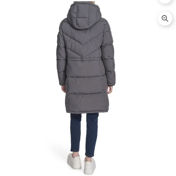 NWT - DKNY Women's Long Gray Puffer Jacket Size M - Picture 7 of 15